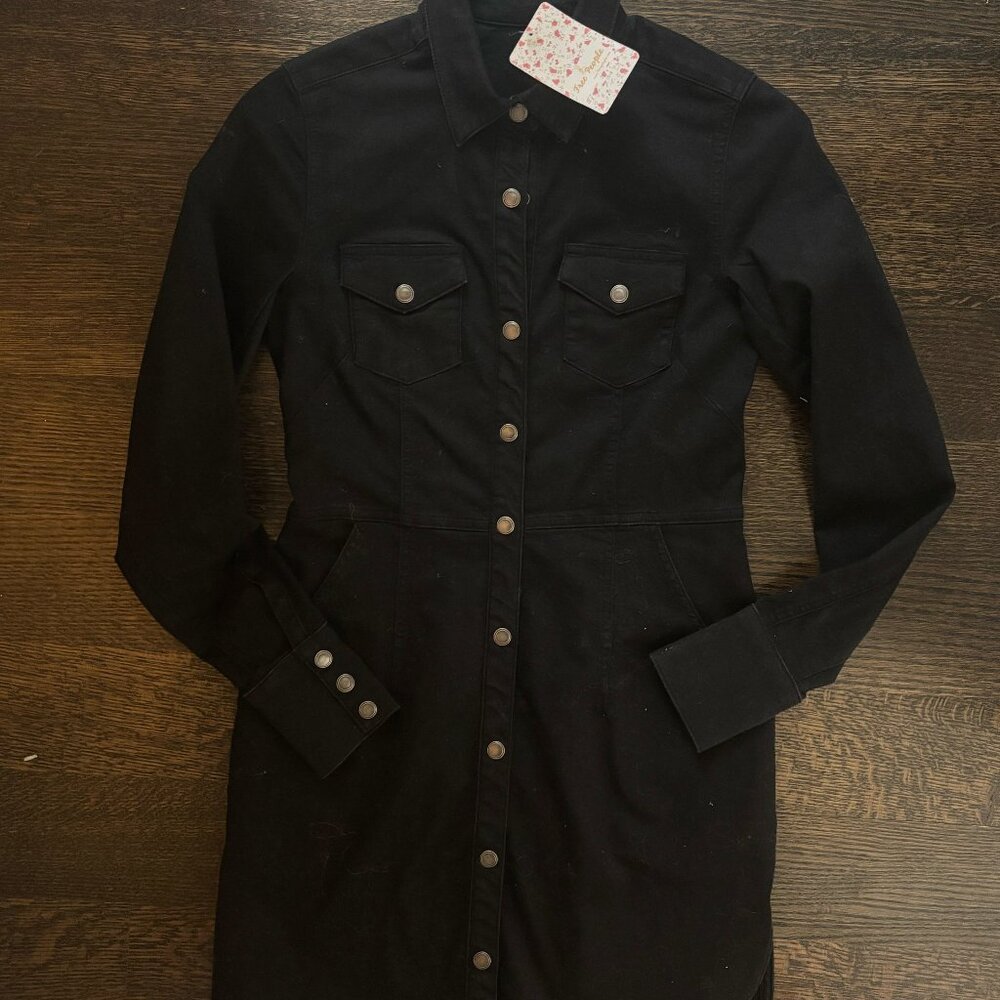 Free People Black Stretch Denim Dress